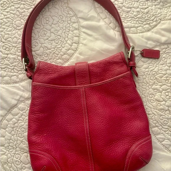LAST CHANCE ❤️Coach Vintage Pink Pebbled Leather Boho Beautiful Buckle Bag - Picture 2 of 8